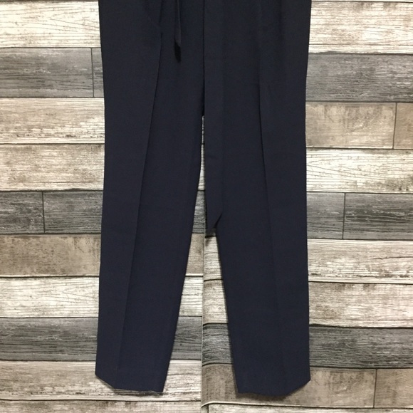 Express Ankle High Rise Pants Women’s 2 Navy Blue (Inseam 27.5) Tied Waist - Picture 6 of 9